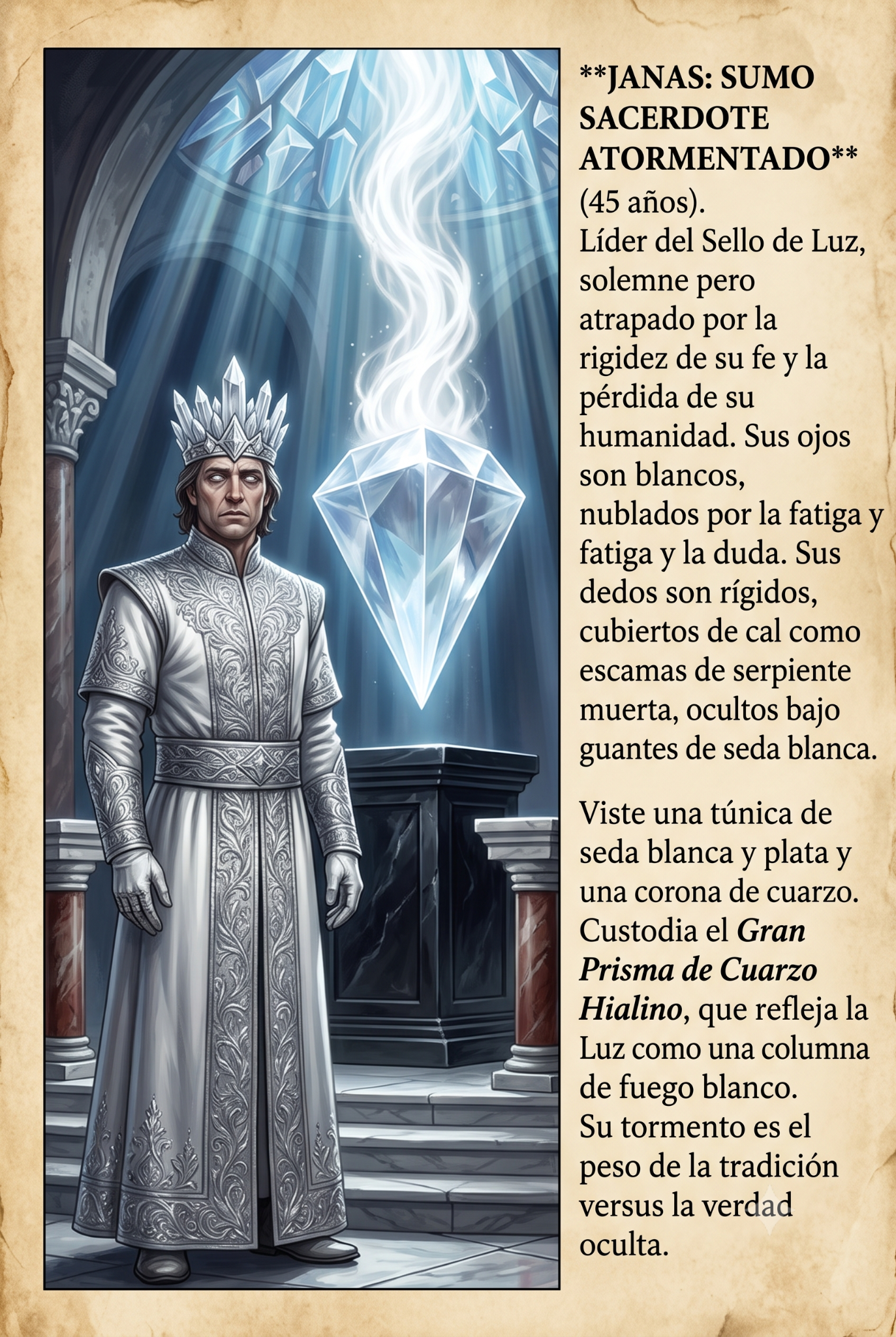 Ilustración de Janas, sumo sacerdote del Sello de Luz